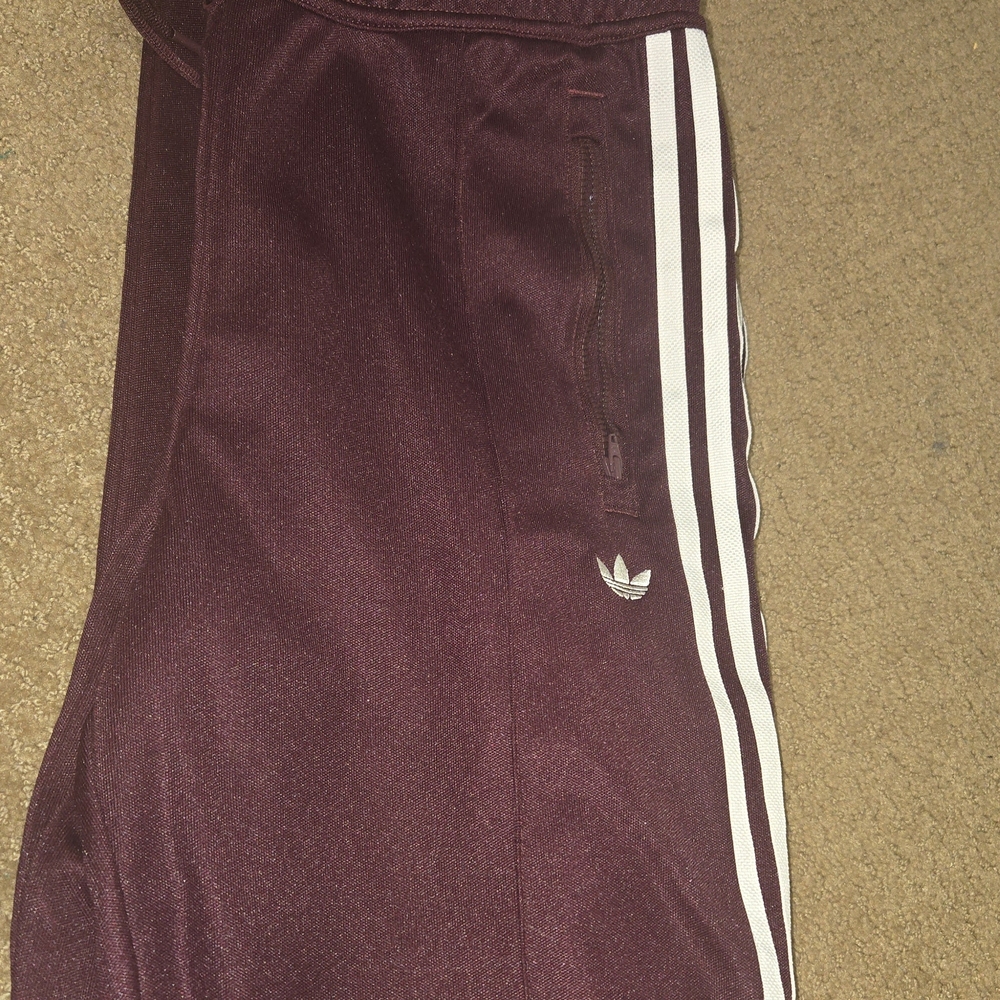Sporty & Rich X Adidas Burgundy Track Pants with Side Stripes - Picture 3 of 11